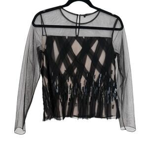 Max Mara Beaded Polyamide Evening Blouse Size 4